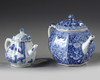 Two Chinese blue and white teapots and covers