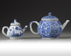 Two Chinese blue and white teapots and covers