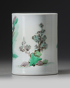 A Chinese famille verte brush pot, bitong