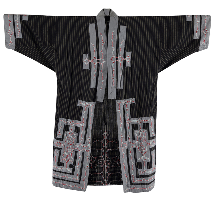 A Japanese grey Ainu kimono