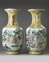 A PAIR OF LARGE CHINESE FAMILLE ROSE 'NARRATIVE' VASES
