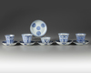 A group of eleven Chinese blue and white cups and saucers