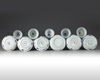 A group of eleven Chinese blue and white cups and saucers