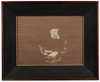 A Japanese framed silk brocade depicting two ladies