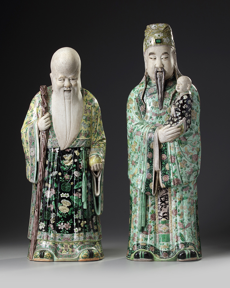 Two Chinese famille verte figures of Star Gods