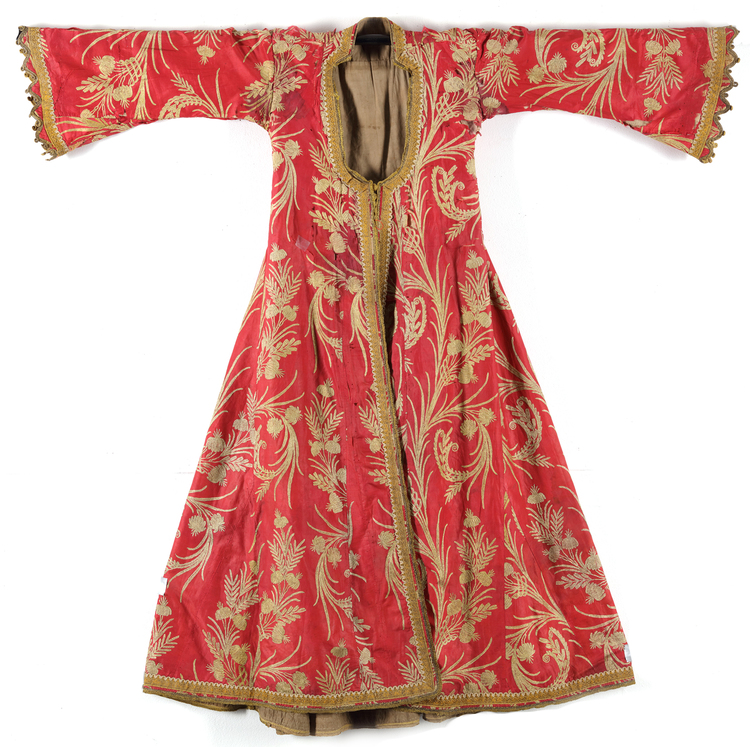 AN OTTOMAN EMBROIDERED RED ROBE