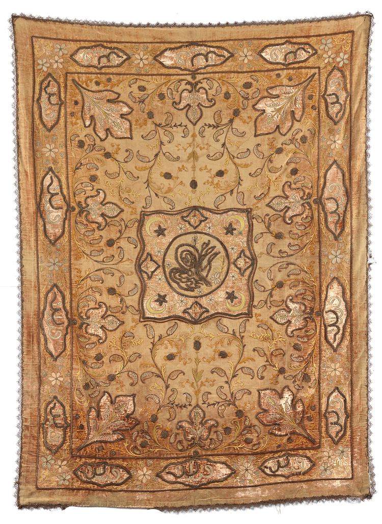 AN EMBROIDERED HANGING PANEL