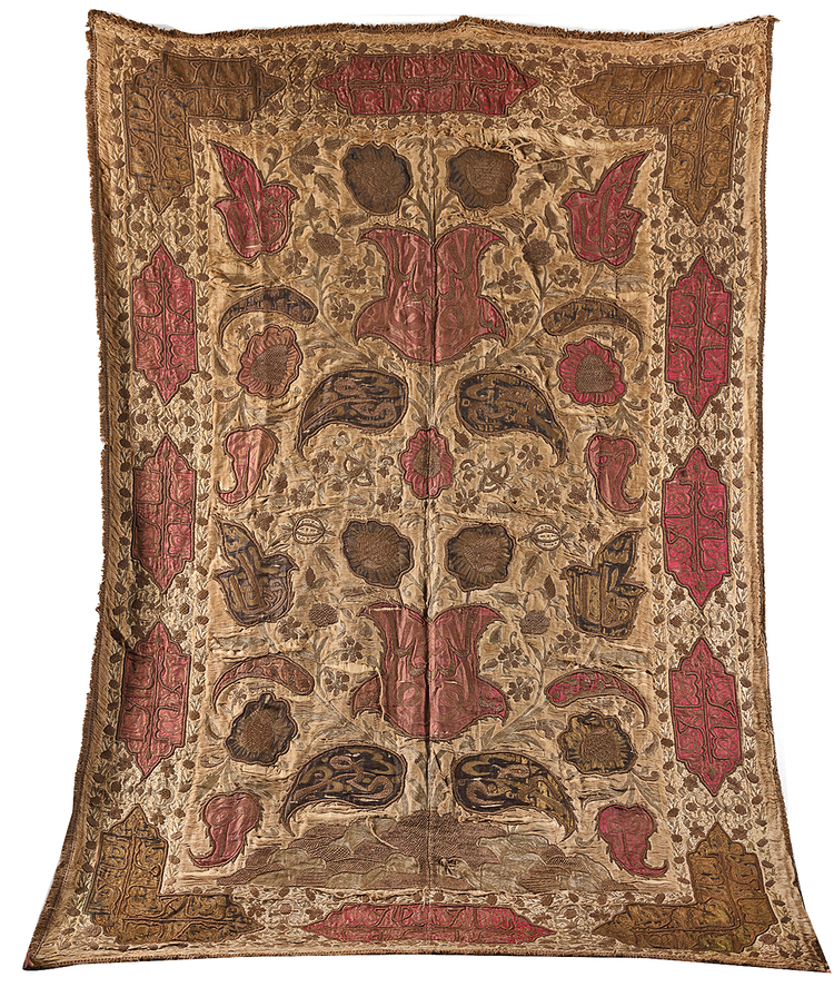 A LARGE OTTOMAN EMBROIDERED HANGING PANEL, 19TH CENTURY