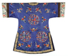 A Chinese blue-ground embroidered short informal robe