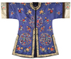 A Chinese blue-ground embroidered short informal robe