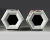 A pair of Chinese famille rose 'birds' hexagonal vases
