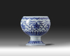 A Chinese blue and white stem bowl