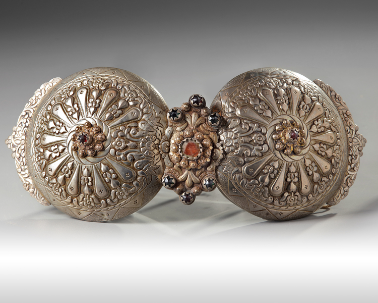 A large Ottoman silver belt buckle