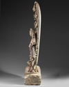 A large Chinese stone stele Buddhist triad