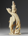A Chinese ivory carving of a Guanyin on a phoenix