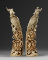 A PAIR OF CHINESE IVORY PHOENIX