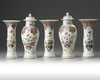 A Chinese famille rose five-piece garniture