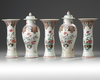 A Chinese famille rose five-piece garniture