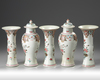 A Chinese famille rose five-piece garniture