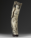 A CHINESE IVORY FIGURE OF A FEMALE IMMORTAL
