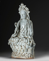A large  Chinese qingbai figure of Guanyin