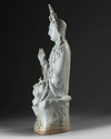 A large  Chinese qingbai figure of Guanyin