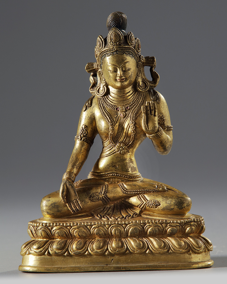 A Gilt Chinese figure of Bodhisttva