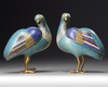 A PAIR OF CHINESE CLOISONNÉ  ENAMEL BIRD CENSERS