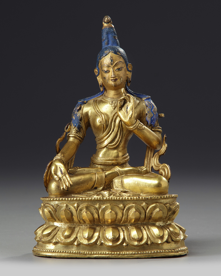 A Tibetan gilt bronze bodhisattva