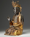 A Chinese gilt lacquered bronze figure of Guanyin