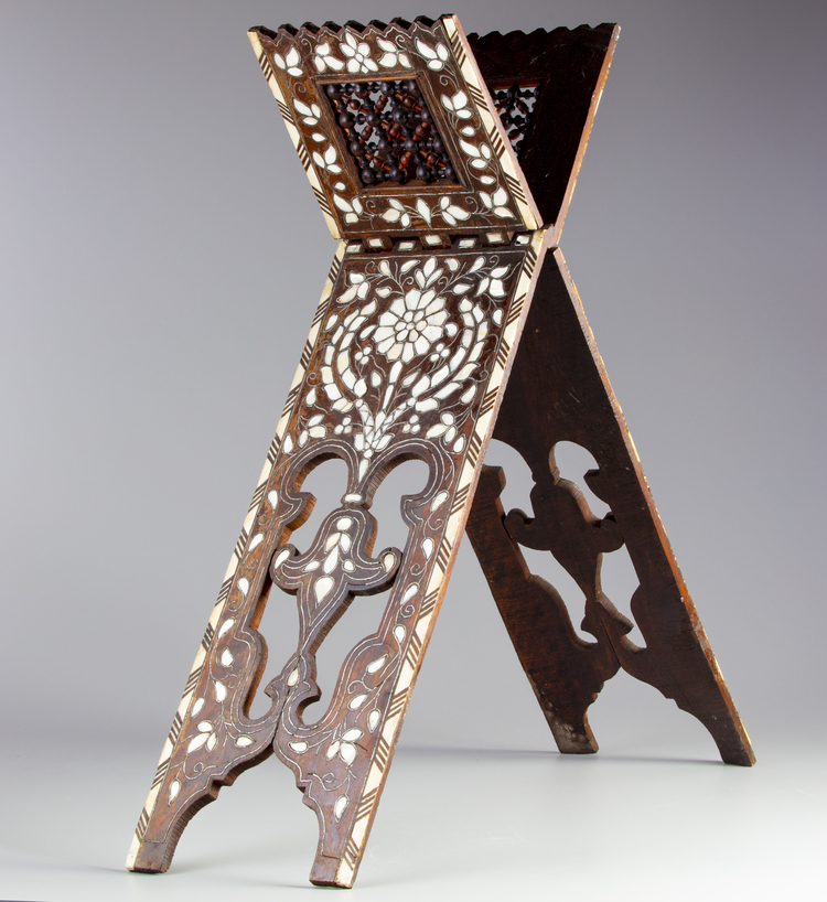 An Ottoman wooden mother-of-pearl inlaid Quran stand