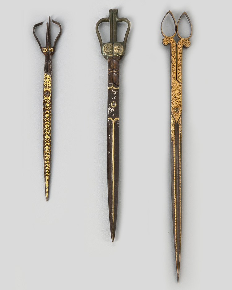 Three Ottoman gold-damascened calligrapher’s tools