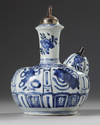 A Chinese blue and white silver-mounted kendi