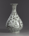 A Chinese underglaze coppe red 'three friends of winter' vase, yuhuchunping