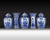 A Chinese blue and white five-piece garniture