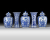 A Chinese blue and white five-piece garniture