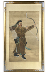 A LARGE CHINESE PAINTING OF A MANCHU ARCHER, 19TH CENTURY