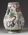 A Chinese wucai octagonal hu-vase