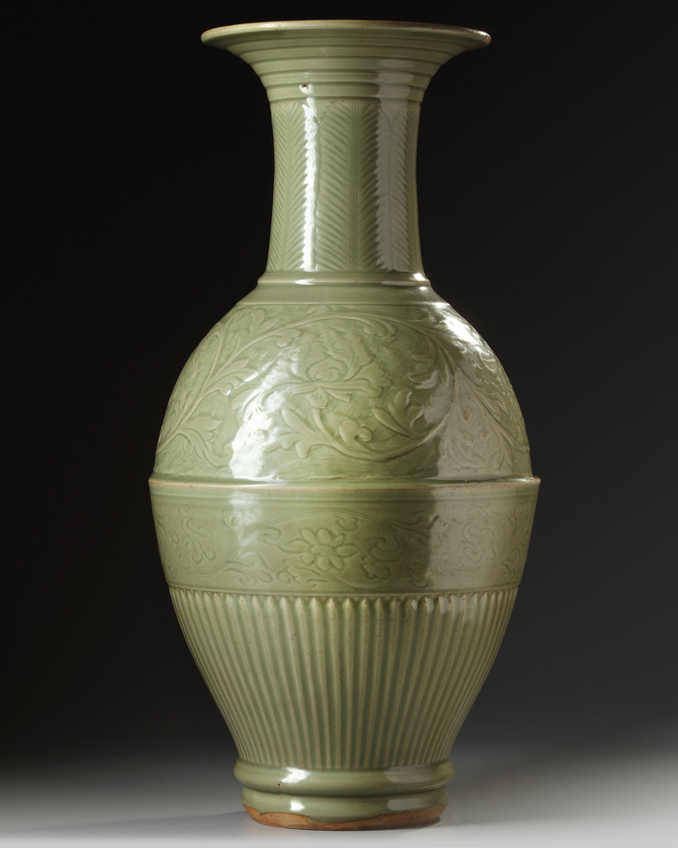 A large Chinese celadon glazed vase