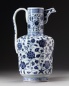A CHINESE BLUE AND WHITE EWER, QING DYNASTY (1644-1911)
