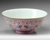A CHINESE PINK-GROUND FAMILLE ROSE 'BOWL, QING DYNASTY (1611-1911)