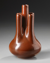 A CHINESE BROWN 'FIVE NECK' VASE, CHINA, 19TH-20TH CENTURY