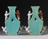 A PAIR OF CHINESE FAMILLE ROSE BOYS WALL VASES,19TH-20TH CENTURY