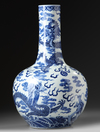 A  CHINESE BLUE AND WHITE BOTTLE VASE, 19TH-20TH CENTURY