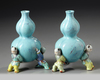A PAIR OF CHINESE ROBIN'S-EGGS DOUBLE GOURD VASE, 19TH-20TH CENTURY