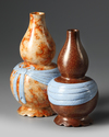 Two Chinese conjoined double gourd vases