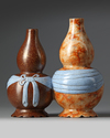 Two Chinese conjoined double gourd vases