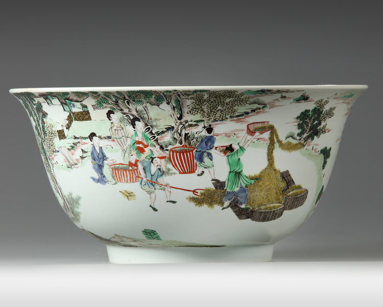 A large Chinese famille verte bowl