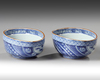 A PAIR OF JAPANESE BLUE AND WHITE OVAL SHAPED BOWLS, 19TH CENTURY