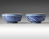 A PAIR OF JAPANESE BLUE AND WHITE OVAL SHAPED BOWLS, 19TH CENTURY